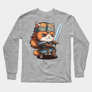 Dungeons and Dragons Barbarian Cat Chibi Long Sleeve T-Shirt